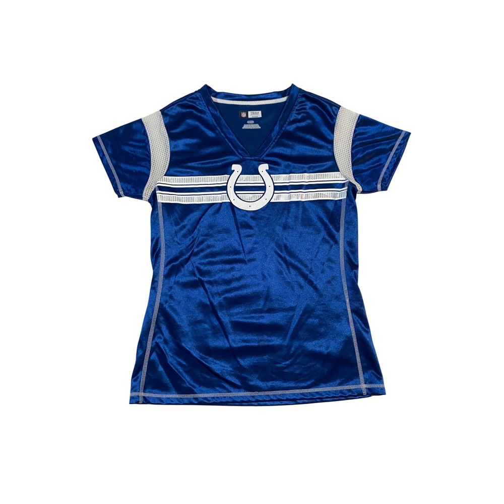 NFL Team Apparel Indianapolis Colts Womens Blue V-Neck Jersey Top DKJY Small